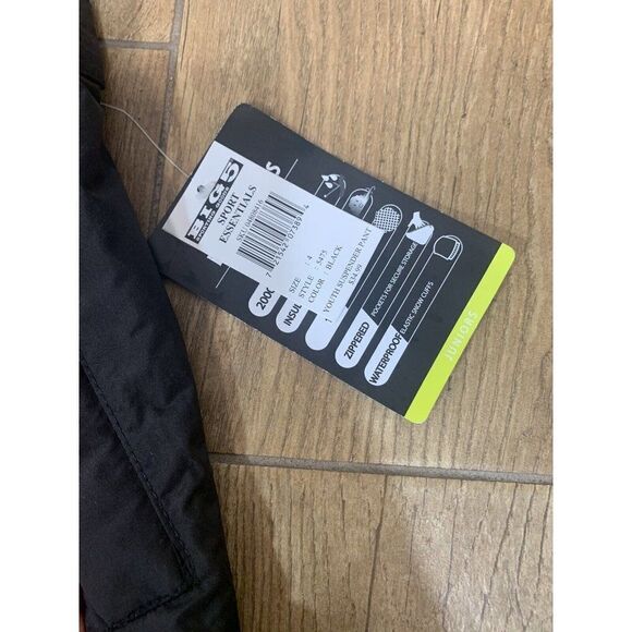 NEW Sport Essentials Kids 4 Unisex Black SNOW SKI PANTS SUSPENDERS Insulated NWT - Picture 4 of 9